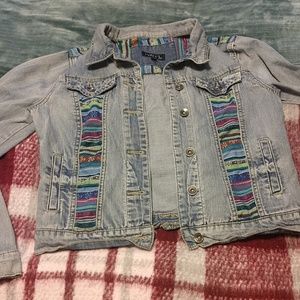 Unique cropped jean jacket! Size M